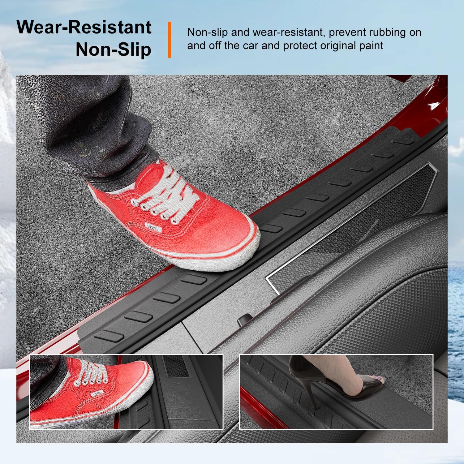 powoq Door Sill Protector Compatible with 2019-2026 Chevy Silverado GMC Sierra 1500 TPE Car Door Protector 4Pcs Car Sill Guard Replacement for 2019-2026 Chevy Silverado Accessories